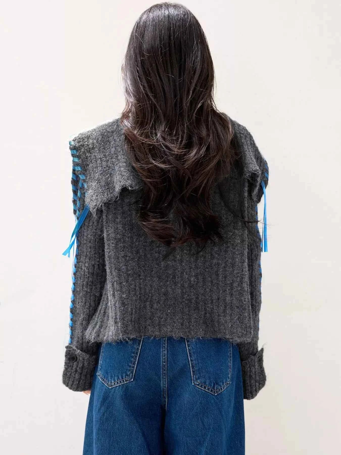 Ribbed Knit Open Front Cardigan