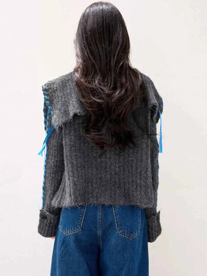 Ribbed Knit Open Front Cardigan