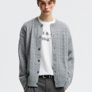 Unisex Twisted Solid Color Sweater Cardigan MRC STORE 