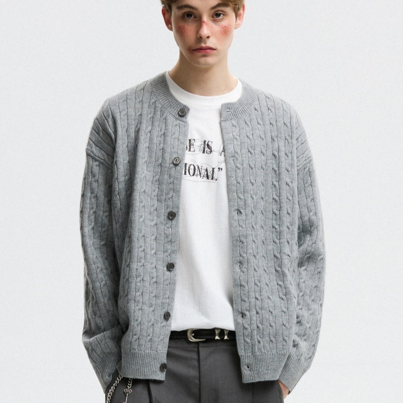 Unisex Twisted Solid Color Sweater Cardigan MRC STORE 