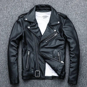 Pure Cowhide Biker Leather Jacket - MRC STORE