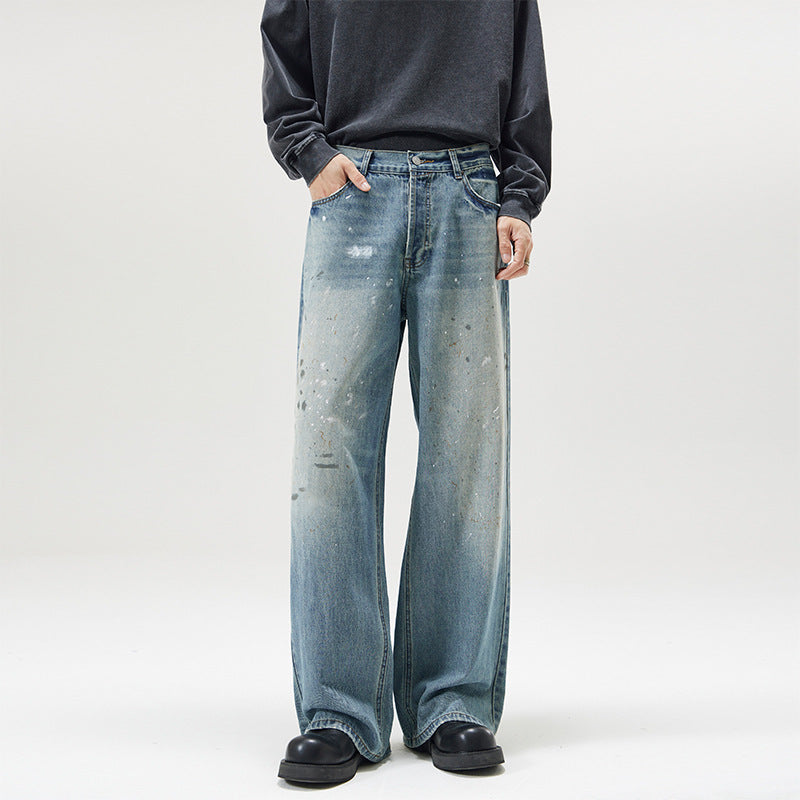 Men’s Loose Jeans - Splash-Ink Washed Style My Store 