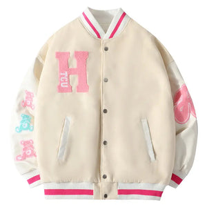 Embroidered Bear Casual Baseball Jacket My Store  53.76