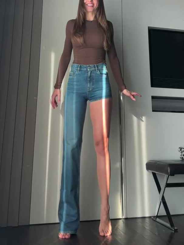 Fashion Single-shoulder Shorts Irregular Jeans