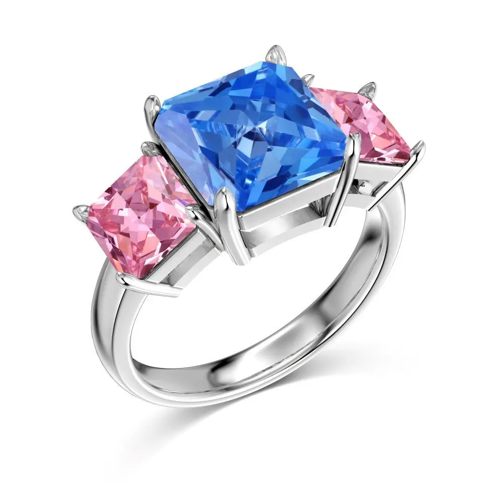 Elegant S925 Silver Square Blue Inlaid Ring My Store 