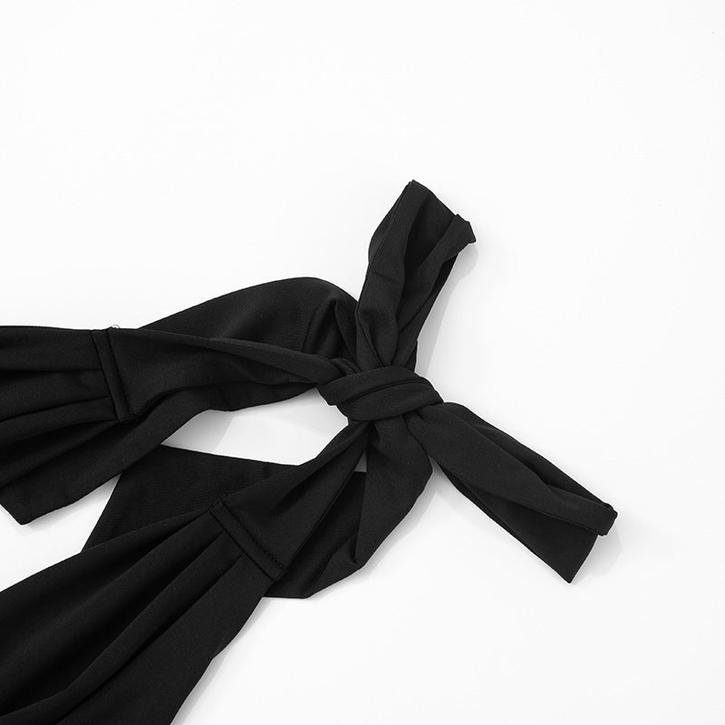 Women’s Swing Collar Lace-Up Deep V Long Dress My Store 