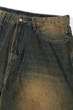 Men’s Wide Leg Jeans - Washed Cut Trousers My Store 