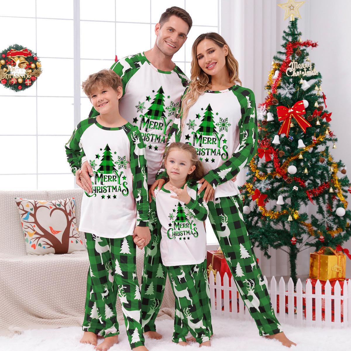 Festive Plaid Stitching Christmas Parent-Child Leisure Wear Set – Cozy Family Homewear My Store 