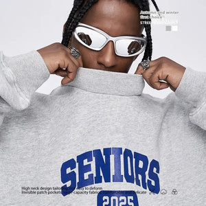 Printed Turtleneck Fleece Sweater - MRC STORE