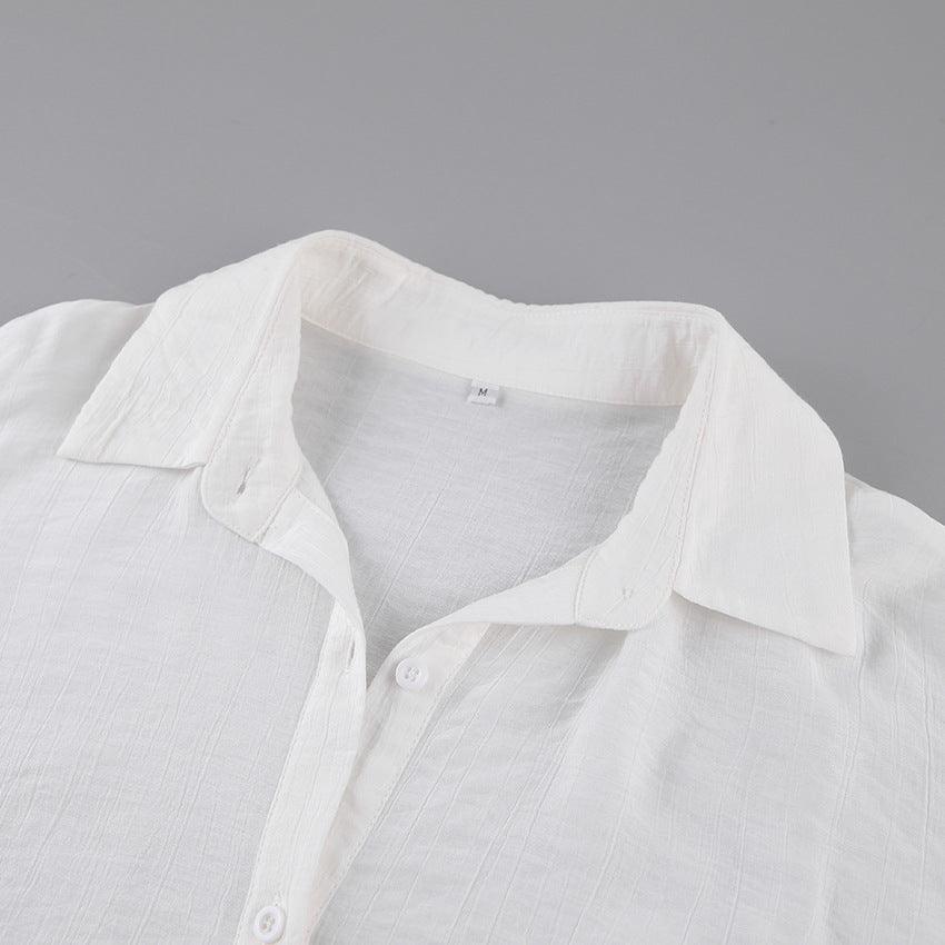 Summer Lantern Sleeve Transparent White Shirt My Store 