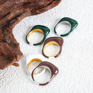 Retro Morandi Color Round Ring My Store 