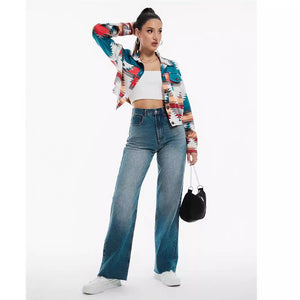 Women’s Color Block Printed Crop Top My Store 