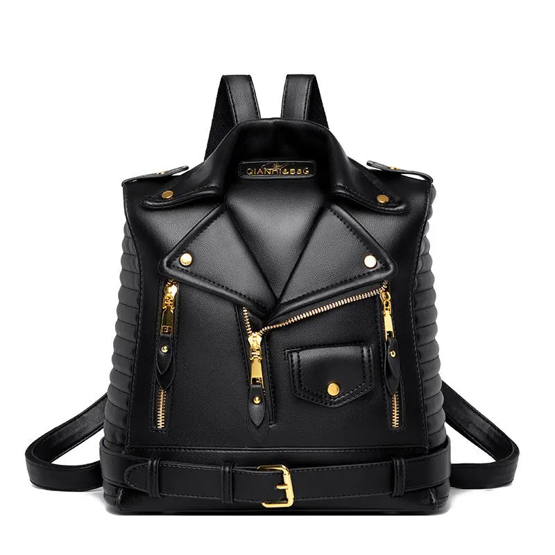 Trendy Leather Textured Jacket Backpack My Store 