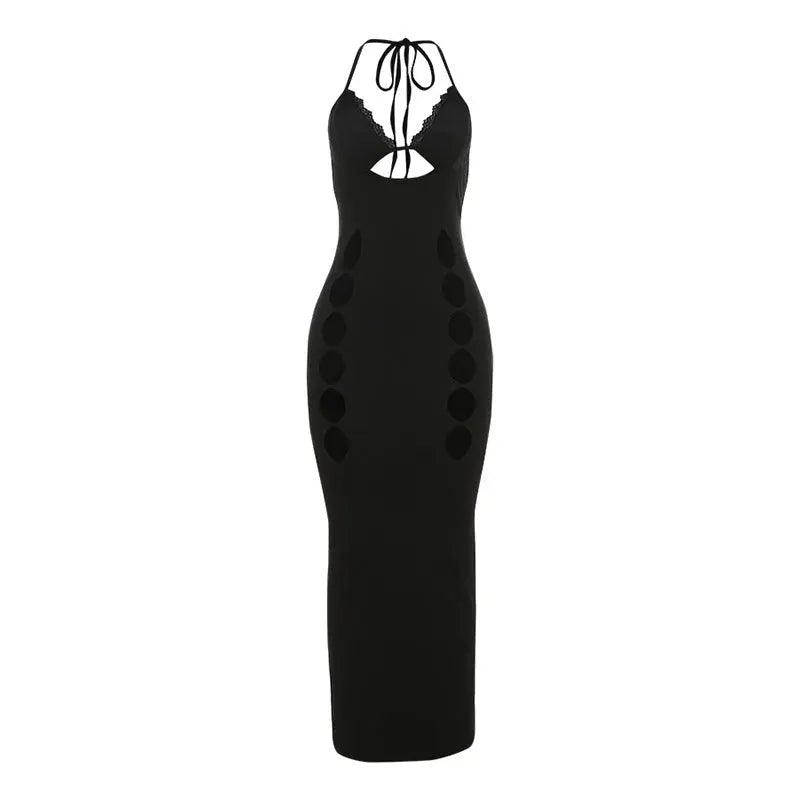 Elegant Lace Up Hollow Dress - MRC STORE