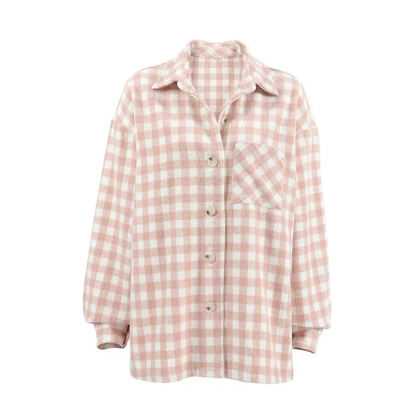 Plaid Loose Fashion Coat My Store 