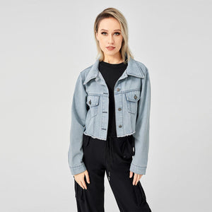 Retro Raw Edge Soft Denim Jacket My Store 