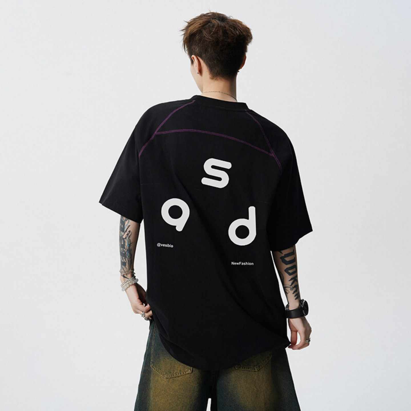 Men’s Cotton T-Shirt - Letter Print Short Sleeve My Store 