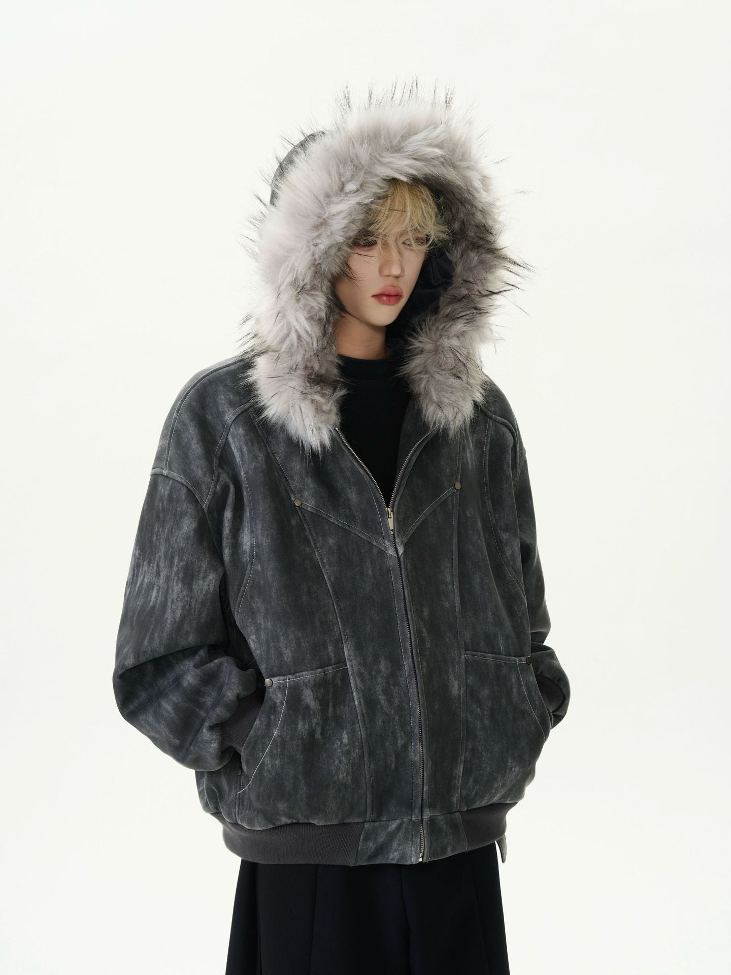 Hooded Large Fur Collar Cotton-Padded Coat MRC STORE  60.00