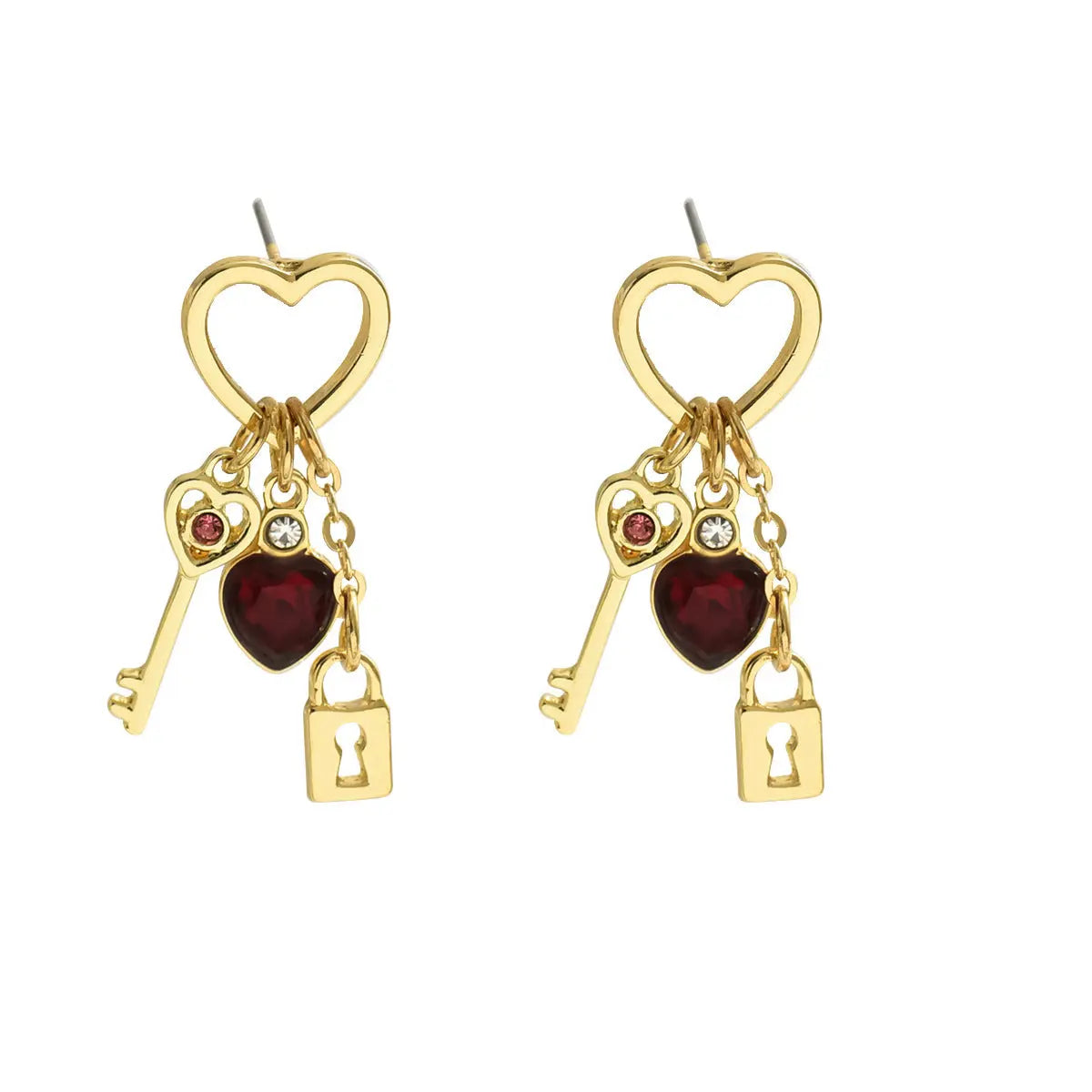 Simple Love Diamond Lock Earrings My Store 