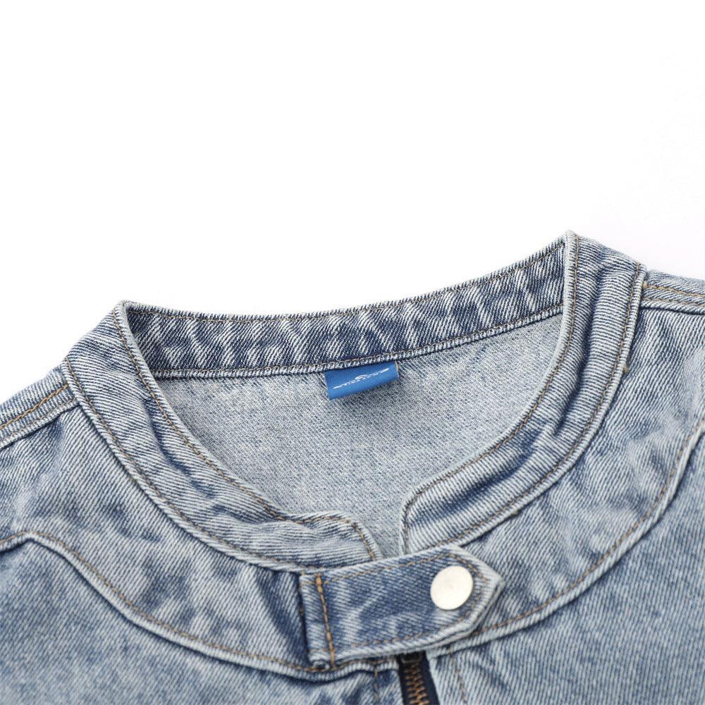 Detachable Trendy Letter Embroidery Denim Coat My Store 