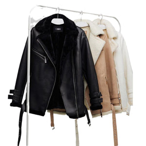 European and American Suede Lapel Zipper Coat My Store 