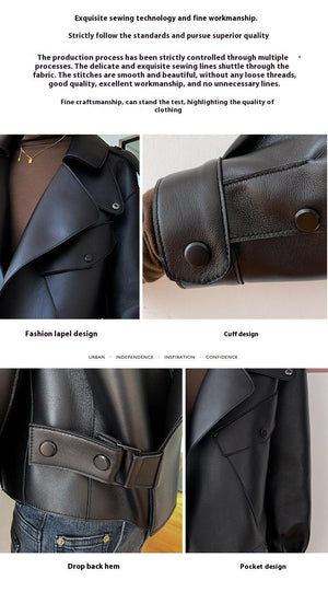 Elegant Women's Genuine Leather Jacket - Sheepskin Short Coat for Stylish Commutes My Store 