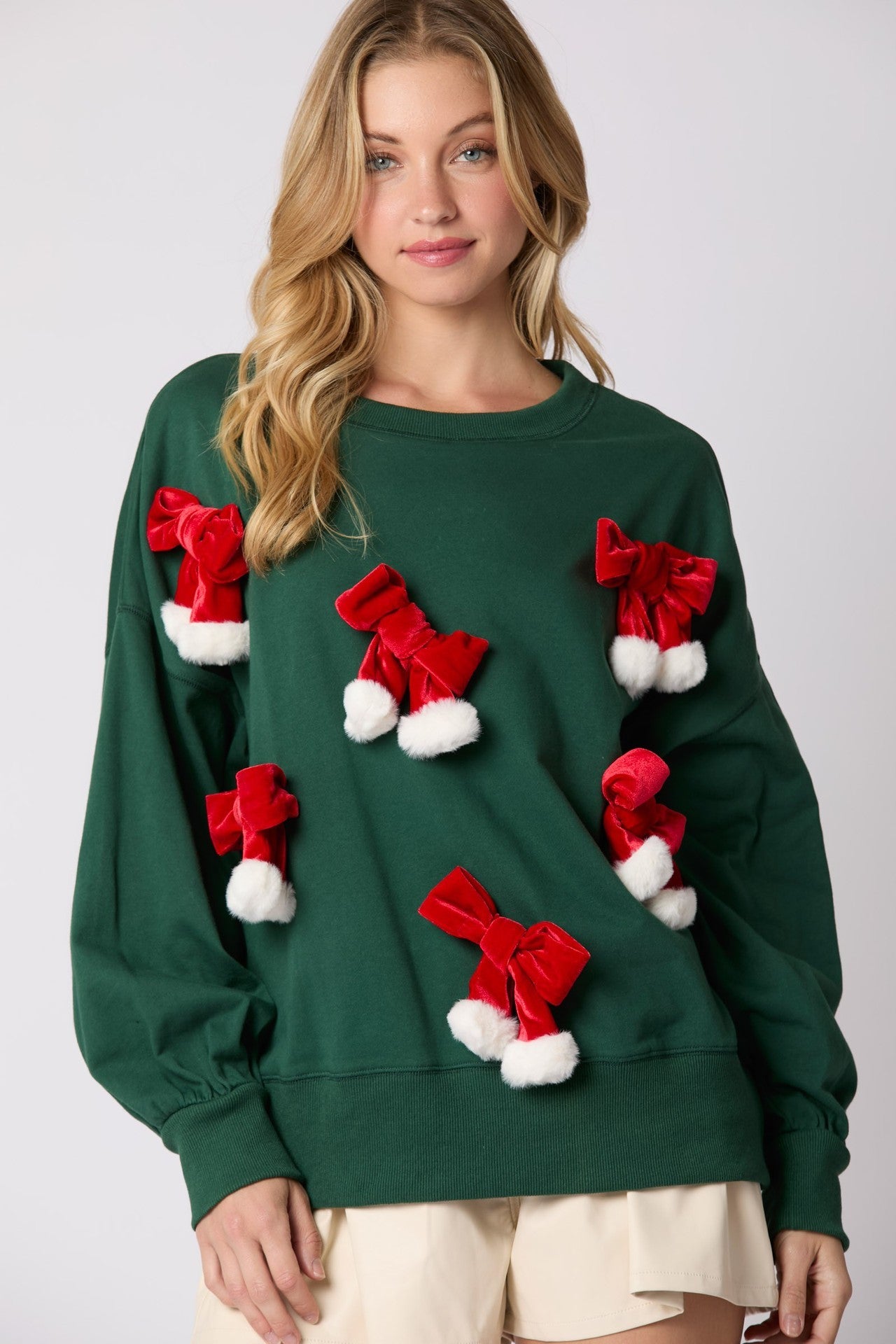 Festive Christmas Bowknot Long Sleeve Sweatshirt - Casual Holiday Style My Store  28.87