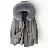 Thickened Detachable Fox Fur Liner Mid-Length Coat
