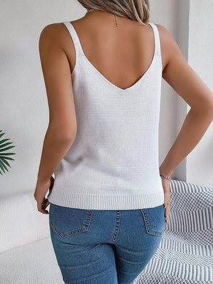 V-Neck Metal Buckle Sweater - MRC STORE