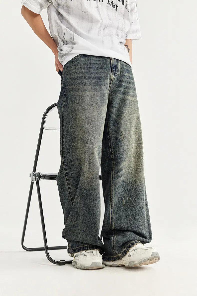 Retro Distressed Wide Leg Jeans - MRC STORE