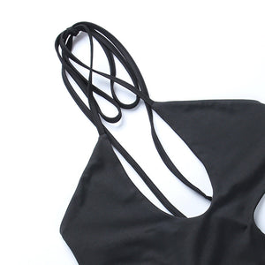 Women’s Halter Neck Dress - Hollow Solid Color My Store 
