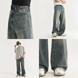 Retro Distressed Wide Leg Jeans - MRC STORE