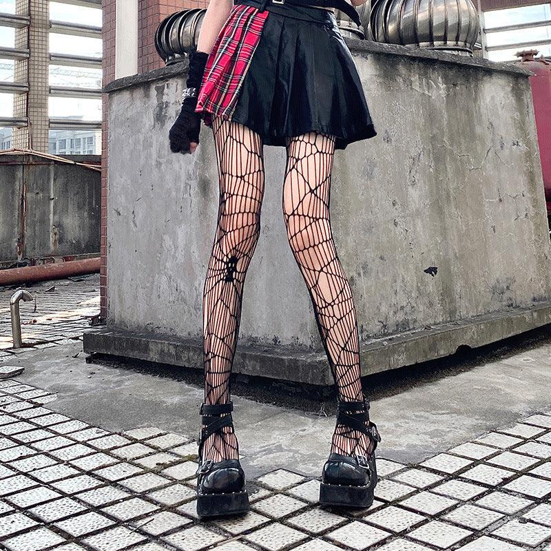 Women's Black Skull Fishnet Stockings for Halloween - Thin Polyester Design My Store 