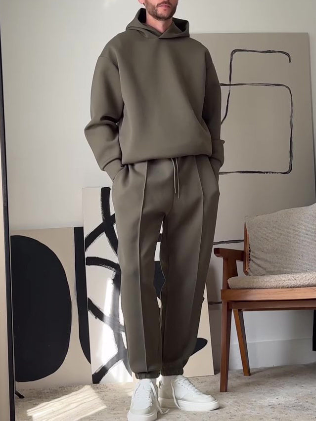 Men’s Casual Hooded Sweatshirt & Elastic Waist Pants Set My Store 