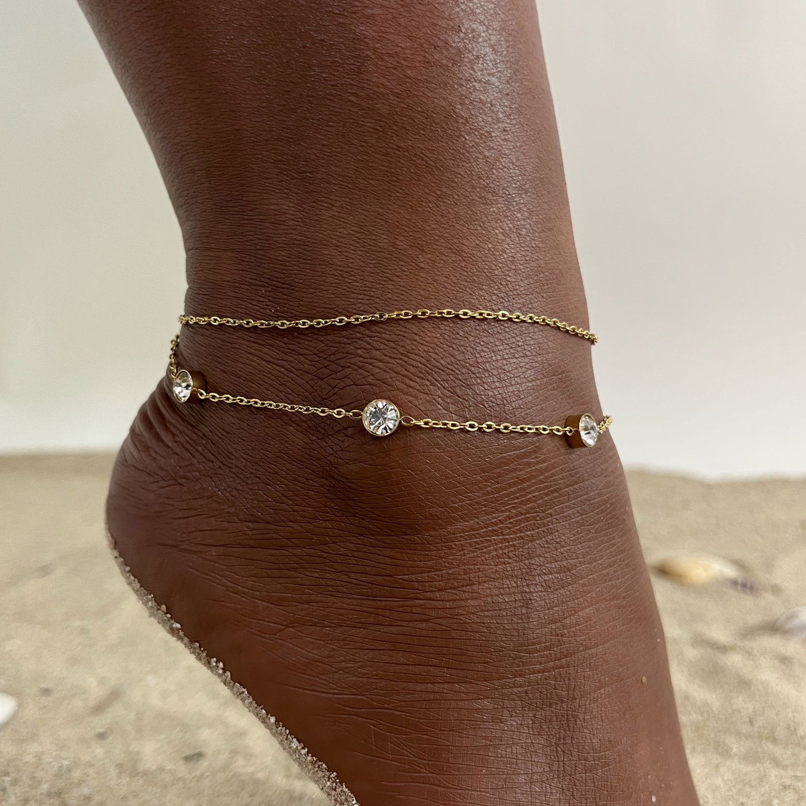 Women's Stainless Steel Double-Layer Heart Snake Anklet - MRC STORE