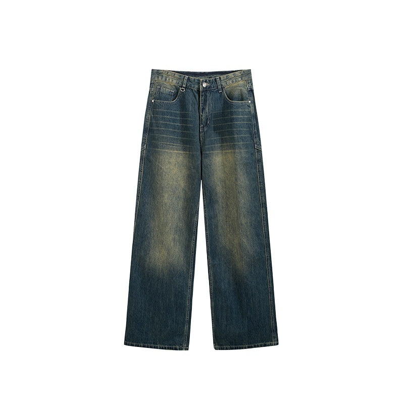Men’s Wide Leg Jeans - Washed Cut Trousers My Store 