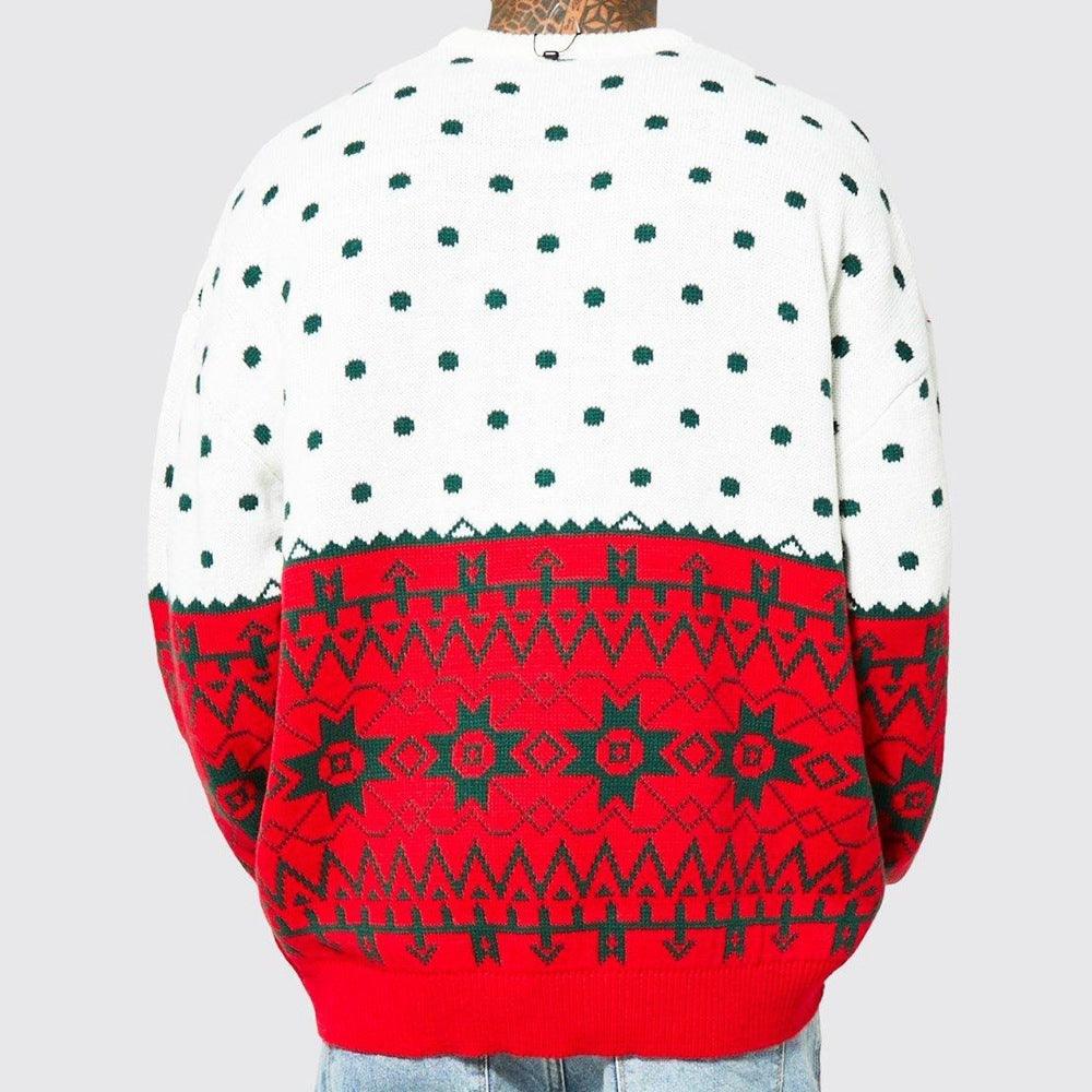 Men's Christmas Jacquard Loose-Fitting Sweater – Festive Comfort for Youth My Store 