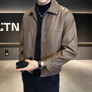 Men's Retro Leather Motorcycle Coat MRC Store 