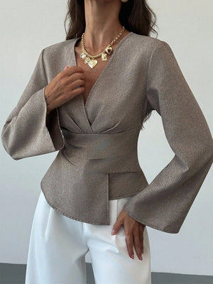 Slim-Fit Flared Sleeve Elegant Knit Top MRC STORE 