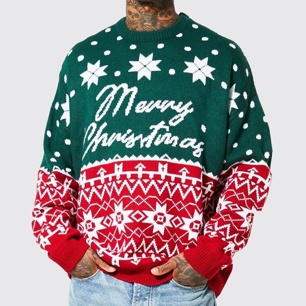 Men's Christmas Jacquard Loose-Fitting Sweater – Festive Comfort for Youth My Store  31.68