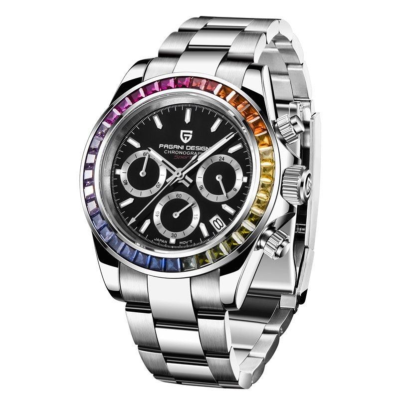 Pagani PD-1644 Multifunctional Stainless Steel Quartz Watch with Colorful Crystals - Fashionable & Waterproof My Store  101.89