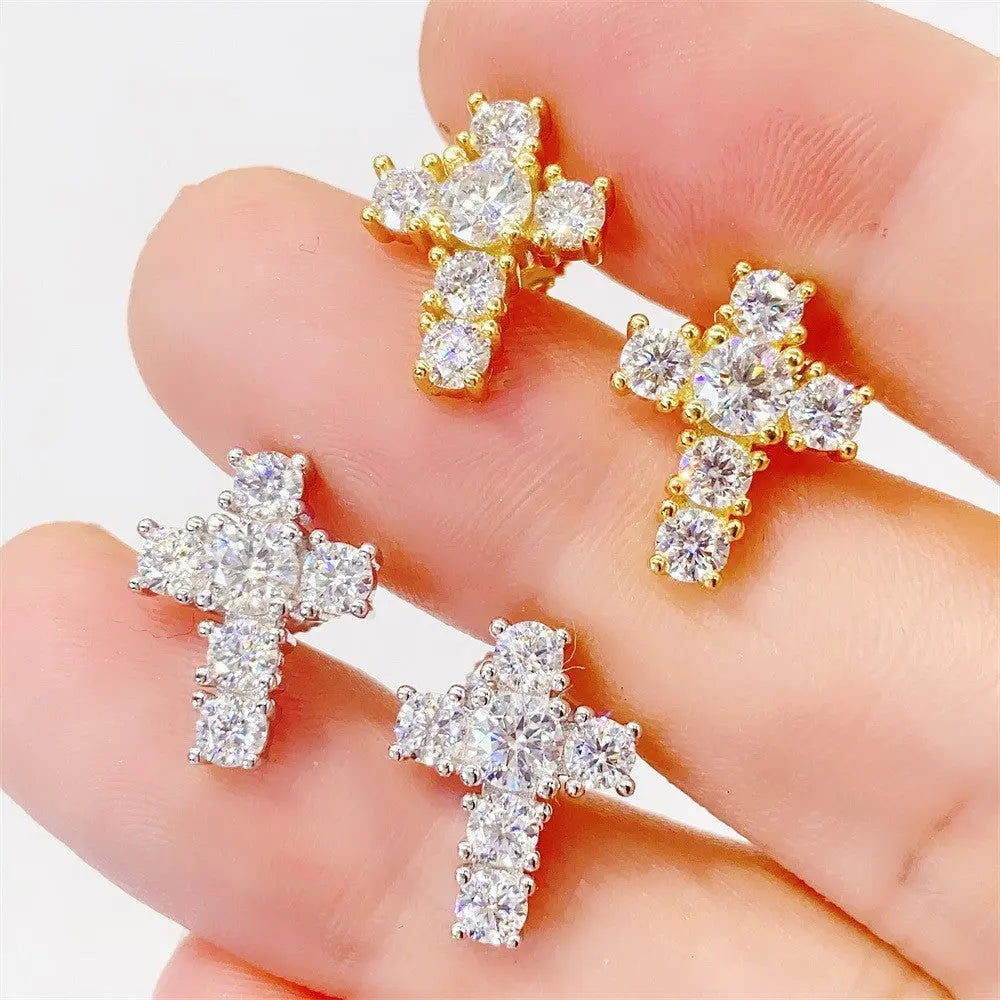 Hip Hop Cross S925 Silver Earrings My Store 