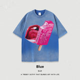 Women’s Street T-Shirt - Washed Cartoon Loose Top My Store  27.86