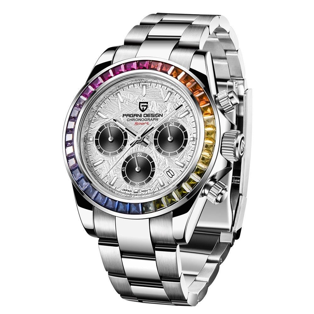 Pagani PD-1644 Multifunctional Stainless Steel Quartz Watch with Colorful Crystals - Fashionable & Waterproof My Store  101.89