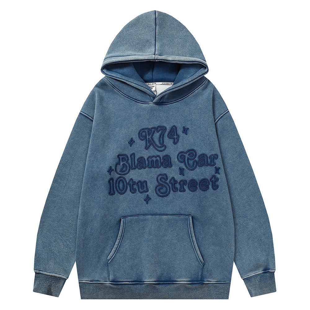 Distressed Fleece-lined Hooded Sweatshirt - MRC STORE