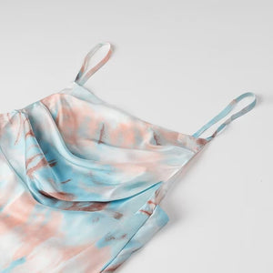 Elegant Pleated Print Camisole Maxi Dress MRC STORE 