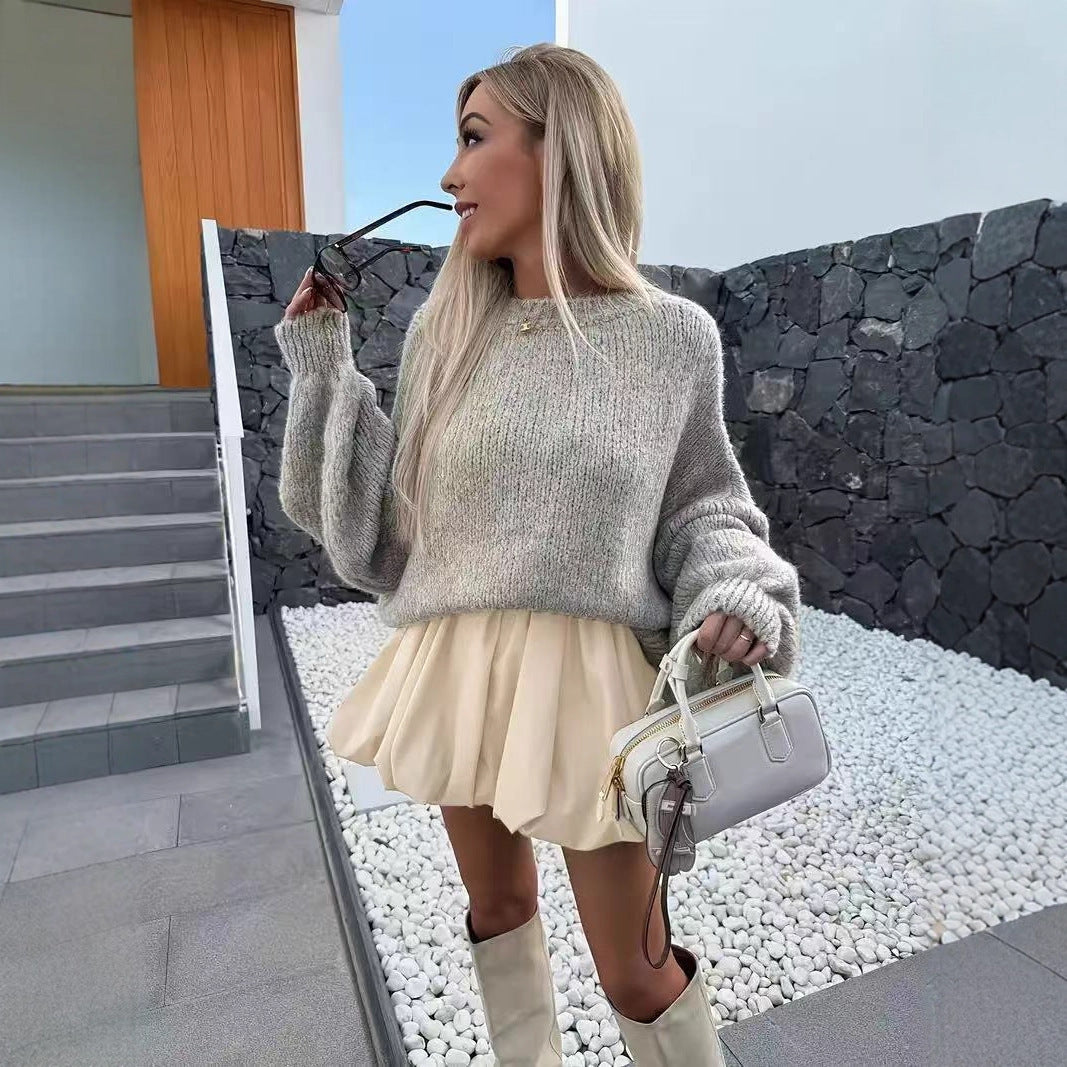 High-Waisted Anti-Peek A-Line Midi Skirt - MRCSTORE