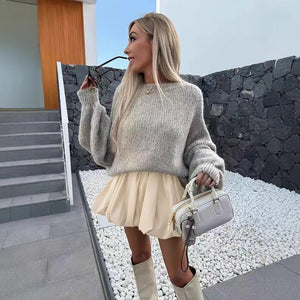 High-Waisted Anti-Peek A-Line Midi Skirt - MRCSTORE