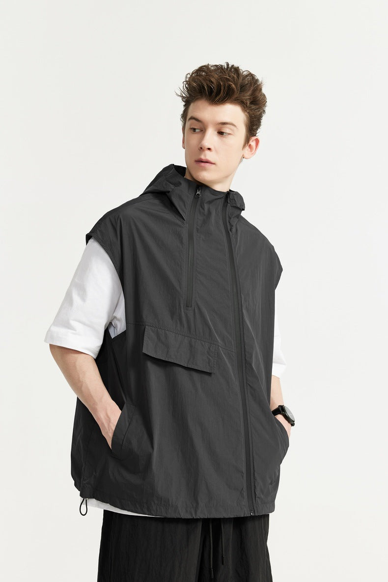 Unisex Hooded Vest - Zipper Japanese Street Coat My Store 
