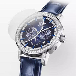 BEXEI 9157 Luxury Men's Watch – Blue Crystal Bezel, 46 Zircons, 5ATM Waterproof - MRC STORE